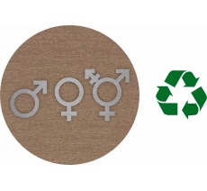 Plaque porte "Côté Bois 2.0" et picto en alu symbole toilettes mixtes non genrées