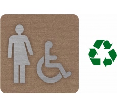 Plaque porte "Côté Bois 2.0" et picto en alu toilettes handicapés non genrées