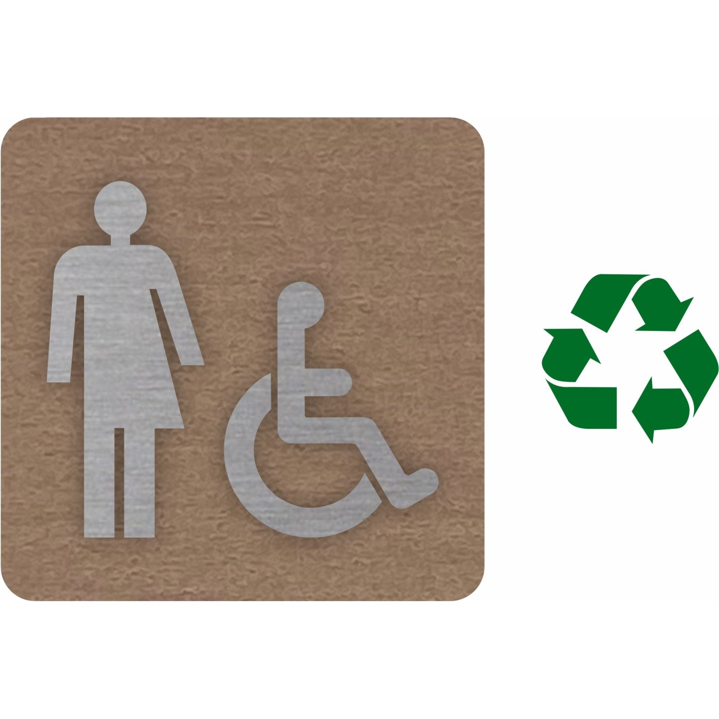 Plaque porte "Côté Bois" et picto en alu toilettes handicapés non genrés