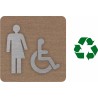 Plaque porte "Côté Bois" et picto en alu toilettes handicapés non genrés