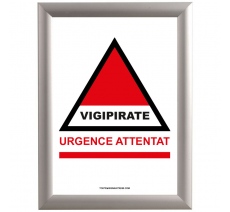 Cadre clic clac en alu avec affiche : Urgence attentat