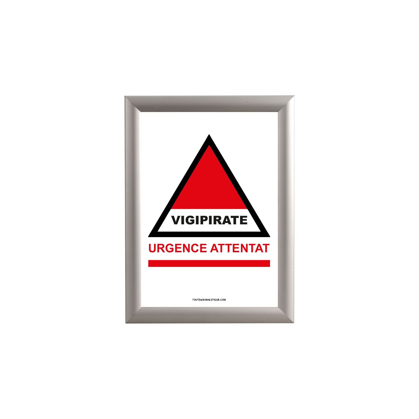 Cadre clic clac en alu avec affiche : Urgence attentat