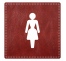 Plaque porte carré toilettes femme - imitation cuir - picto