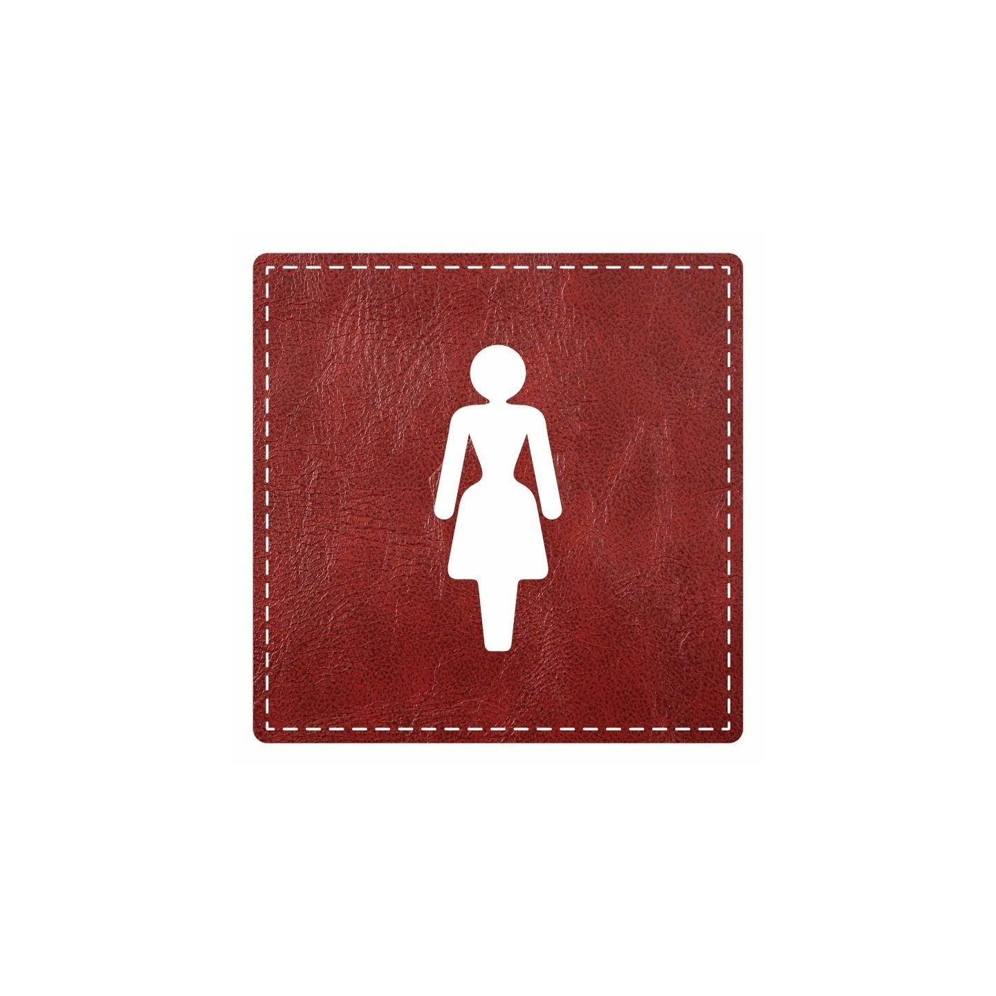 Plaque porte carré toilettes femme - imitation cuir - picto