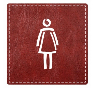 Plaque porte carré toilettes femme - imitation cuir - picto