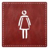 Plaque porte carré toilettes femme - imitation cuir - picto
