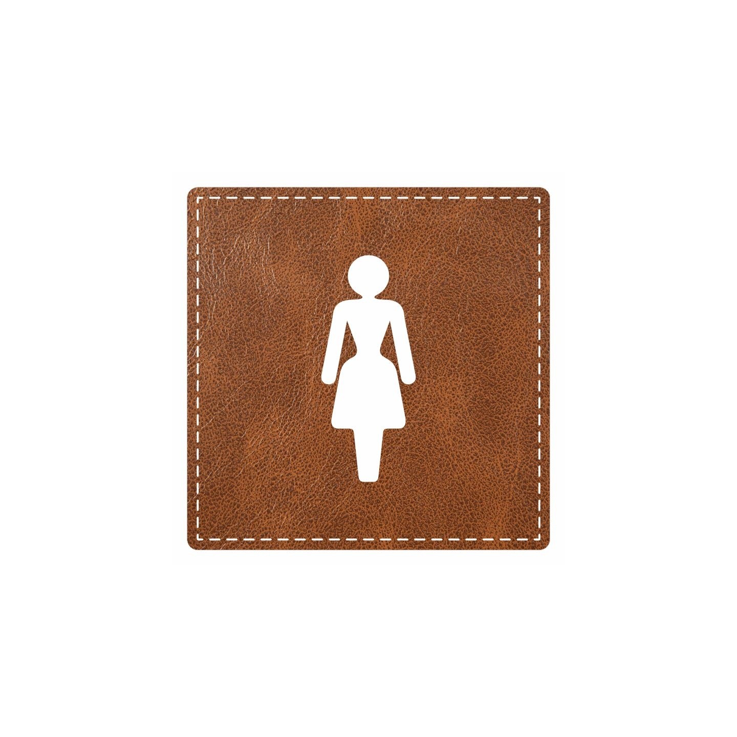 Plaque porte carré toilettes femme - imitation cuir - picto