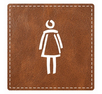 Plaque porte carré toilettes femme - imitation cuir - picto