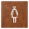 Plaque porte carré toilettes femme - imitation cuir - picto
