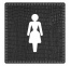 Plaque porte carré toilettes femme - imitation cuir noir - picto