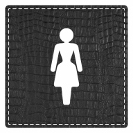 Plaque porte carré toilettes femme - imitation cuir noir - picto