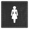 Plaque porte carré toilettes femme - imitation cuir noir - picto