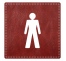 Plaque porte carré toilettes homme - imitation cuir bordeaux - picto
