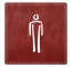 Plaque porte carré toilettes homme - imitation cuir bordeaux - picto