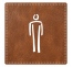 Plaque porte carré toilettes homme - imitation cuir marron - picto