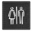 Plaque de porte carrée "toilettes mixtes" - imitation cuir noir