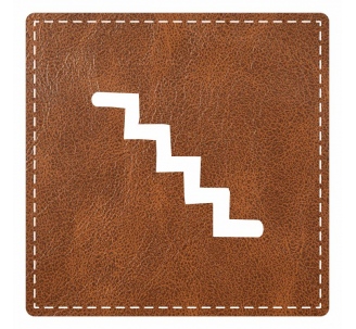 Plaque porte "Escalier" - imitation cuir marron - picto carré