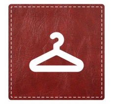 Plaque porte "vestiaires" imitation cuir bordeaux - picto carré