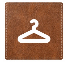 Plaque porte "vestiaires" imitation cuir marron - picto carré