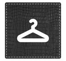 Plaque porte "vestiaires" imitation cuir noir - picto carré