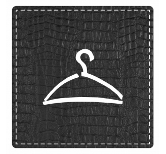 Plaque porte "vestiaires" imitation cuir noir - picto carré