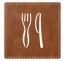 Plaque porte "restaurant" imitation cuir marron - picto carré