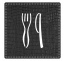 Plaque porte "restaurant" imitation cuir noir - picto carré