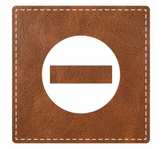 Plaque porte "Sens interdit" - imitation cuir marron - picto carré