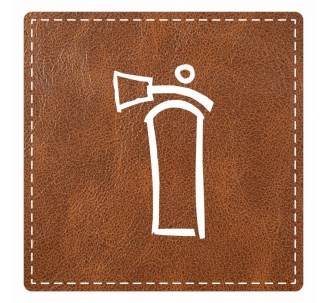 Plaque porte "Extincteur" - imitation cuir marron - picto carré