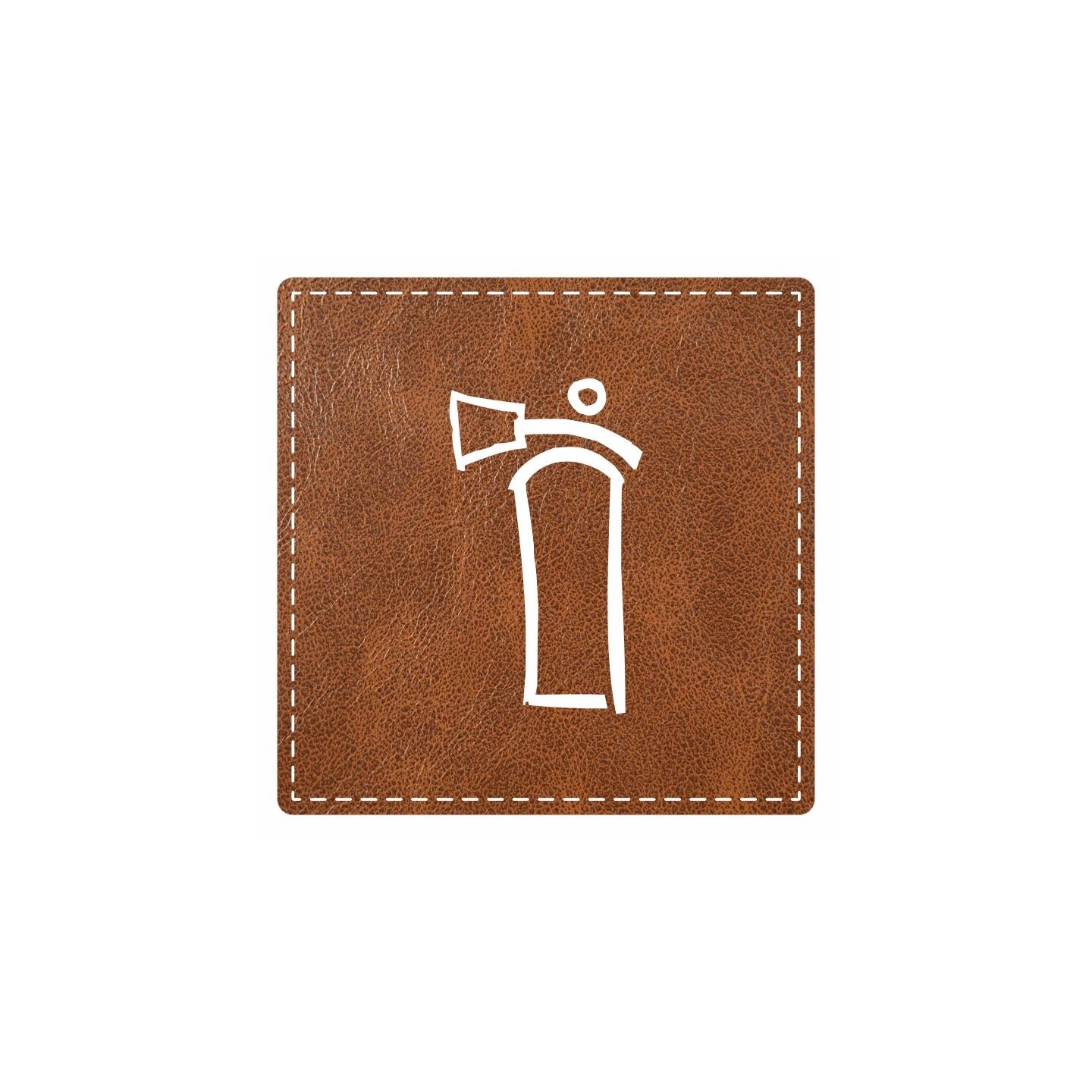 Plaque porte "Extincteur" - imitation cuir marron - picto carré