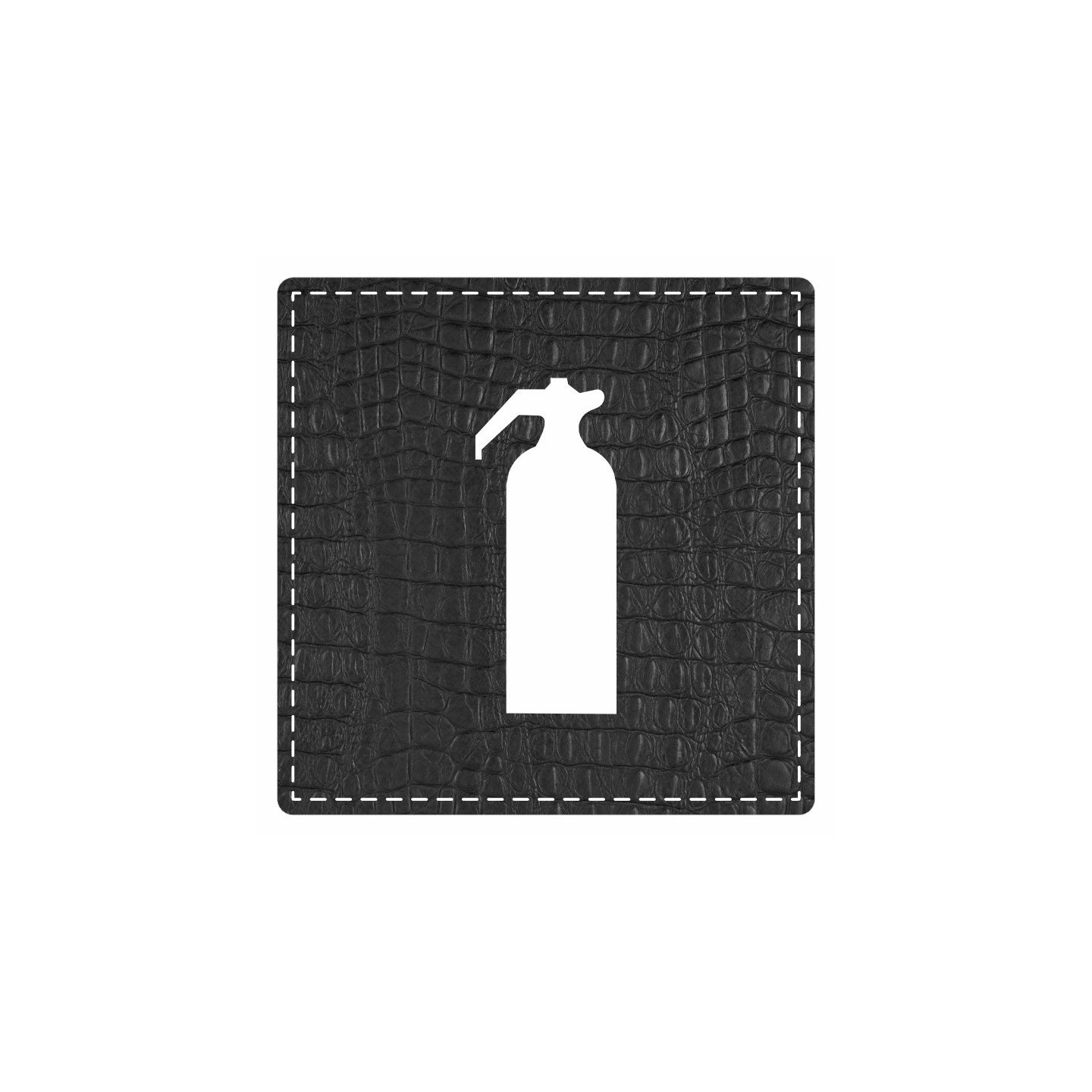 Plaque porte "Extincteur" - imitation cuir noir - picto carré