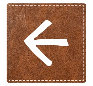 Plaque porte "Flèche vers la gauche" - imitation cuir marron - picto carré