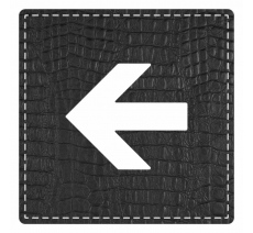 Plaque porte "Flèche vers la gauche" - imitation cuir noir - picto carré