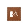 Plaque porte "Sortie de secours" - imitation cuir marron - picto carré