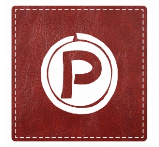 Plaque porte "Parking" - imitation cuir bordeaux - picto carré
