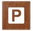 Plaque porte "Parking" - imitation cuir marron - picto carré