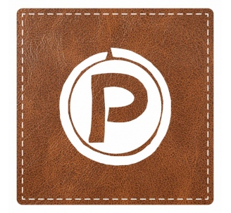 Plaque porte "Parking" - imitation cuir marron - picto carré
