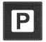 Plaque porte "Parking" - imitation cuir noir - picto carré