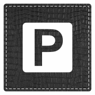 Plaque porte "Parking" - imitation cuir noir - picto carré