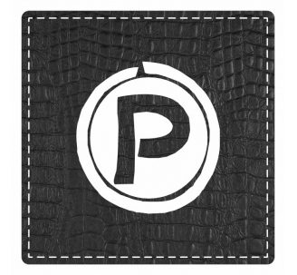 Plaque porte "Parking" - imitation cuir noir - picto carré