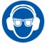 Panneau de sécurité Port de lunettes et d'un casque anti-bruit obligatoire