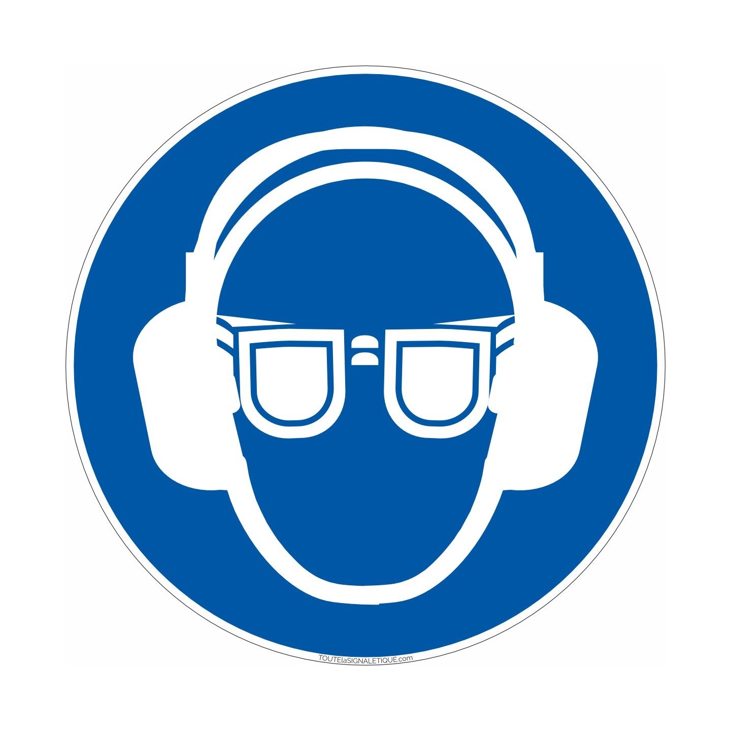 Panneau de sécurité Port de lunettes et d'un casque anti-bruit obligatoire