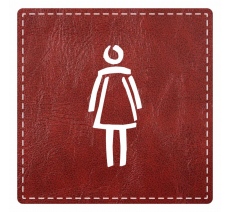 Plaque porte carré toilettes femme - imitation cuir - picto