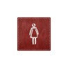 Plaque porte carré toilettes femme - imitation cuir - picto