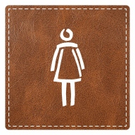 Plaque porte carré toilettes femme - imitation cuir marron