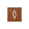 Plaque porte carré toilettes femme - imitation cuir - picto