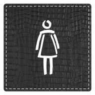 Plaque porte carré toilettes femme - imitation cuir noir - picto