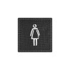 Plaque porte carré toilettes femme - imitation cuir noir - picto