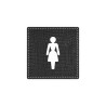 Plaque porte carré toilettes femme - imitation cuir noir - picto