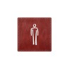 Plaque porte carré toilettes homme -  imitation cuir bordeaux - picto